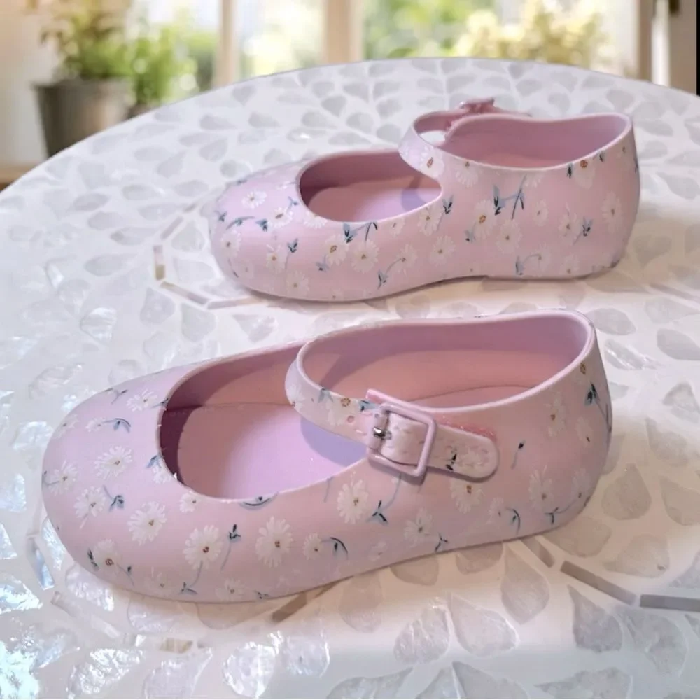 MINI MELISSA DORA Mary Jane Ballerina BABY PINK WHITE SHOES Toddler Size 8 EU 22